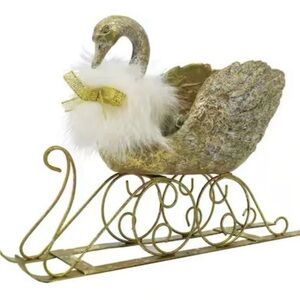 Ashland Holiday 8.8 Golden Swan Sleigh Tabletop Display Christmas Decor